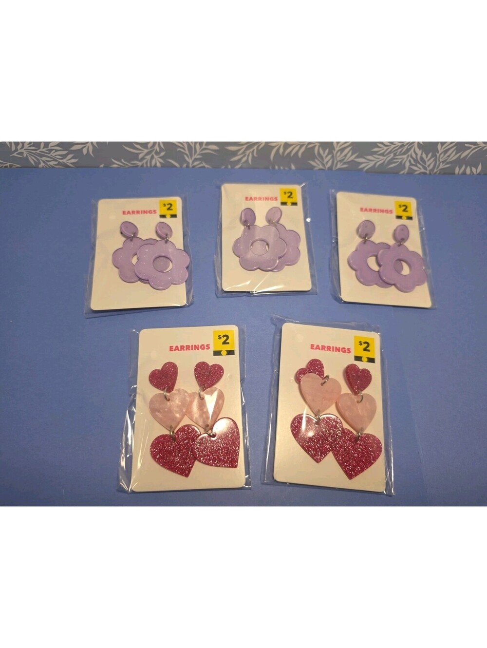 5 Sets Girls Floral and Heart Dangle Earrings